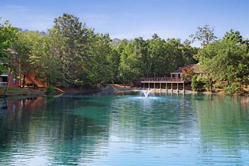 Stocked lake with beautiful fountain